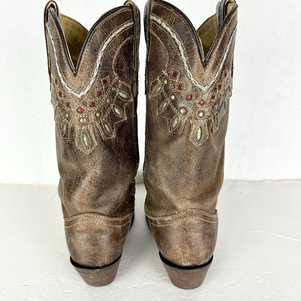 Tony Lama Women's Vaquero Rancho Inlay Snip Toe Western Boot Size 6.5 Chocolate - Picture 5 of 11